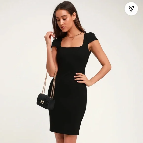 lulus short black dresses Black Square Neck Mini Bodycon Dress | Womens | Large (Available in XS, S, M, XL) | 100% Polyester | Lulus | Homecoming